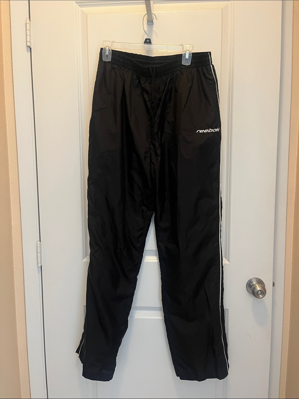 (NWT) Reebok Black Track Pants with White Side Stripe